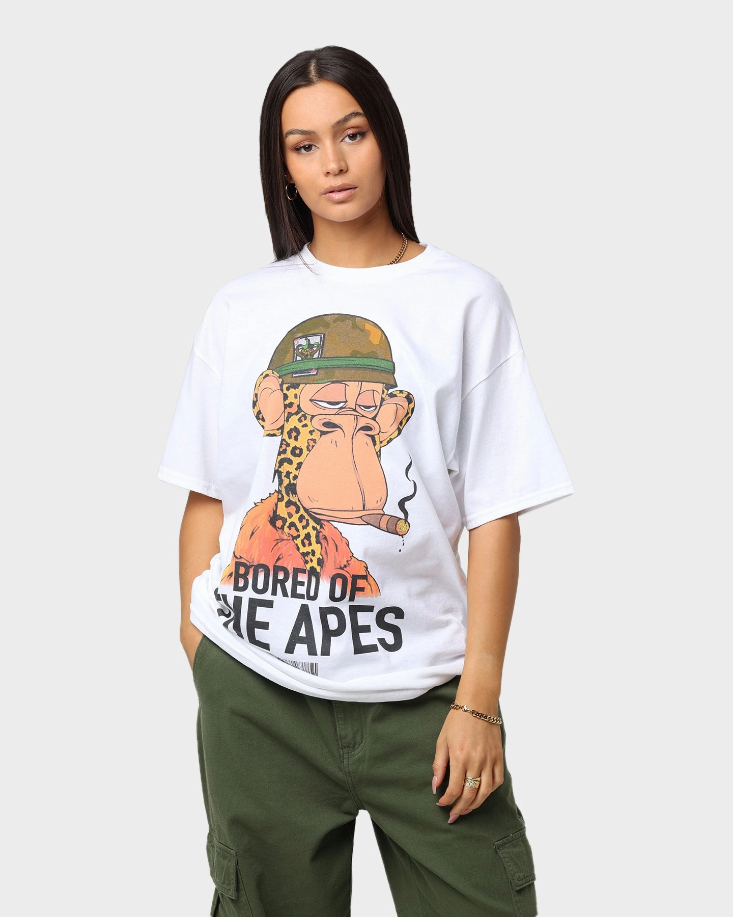 Stretch Fabric Technology Culture Kings x Champ Medici "Bored Of The Apes" #6723 T-Shirt White