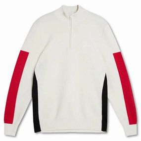 J.Lindeberg Clide Knitted Golf Pullover White - FW23 Men Flexible Elbow Patches