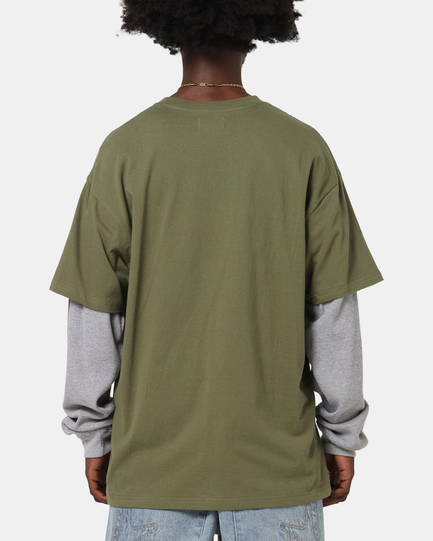 Sporty Layer Casual Chic Look X-Large 91 Double Layer T-Shirt Pigment Olive