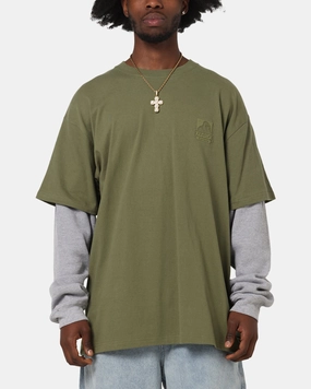 V neck X-Large 91 Double Layer T-Shirt Pigment Olive