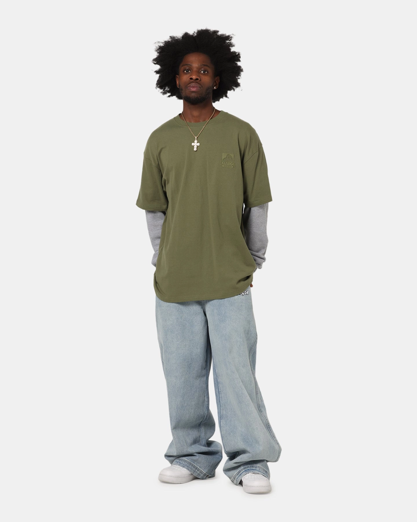 X-Large 91 Double Layer T-Shirt Pigment Olive Holiday Casual