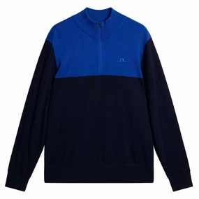 J.Lindeberg Jeff Windbreaker Golf Pullover JL Navy - FW23 Men Layered Look snap closure