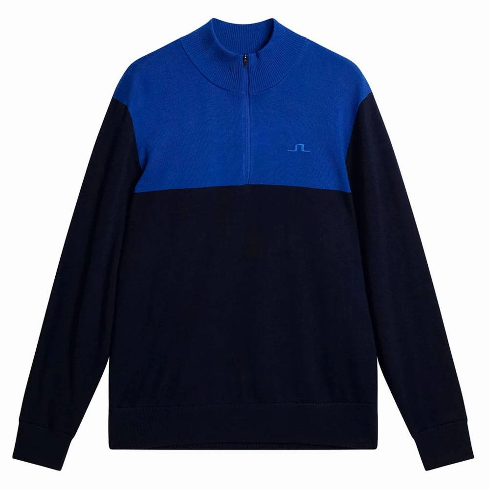 J.Lindeberg Jeff Windbreaker Golf Pullover JL Navy - FW23 Men Layered Look snap closure