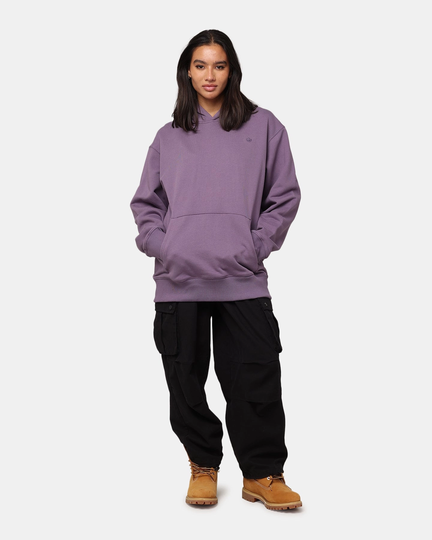 Adidas Adicolour Contempo French Terry Hoodie Shadow Violet Stretchable Seamless Seams
