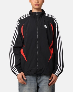 Adidas Archive Track Jacket Black/Better Scarlet Magnetic Closure Windproof Shield