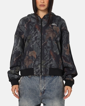 Convertible Collar Protective Comfort Adidas Camo Zip Up Hoodie Black