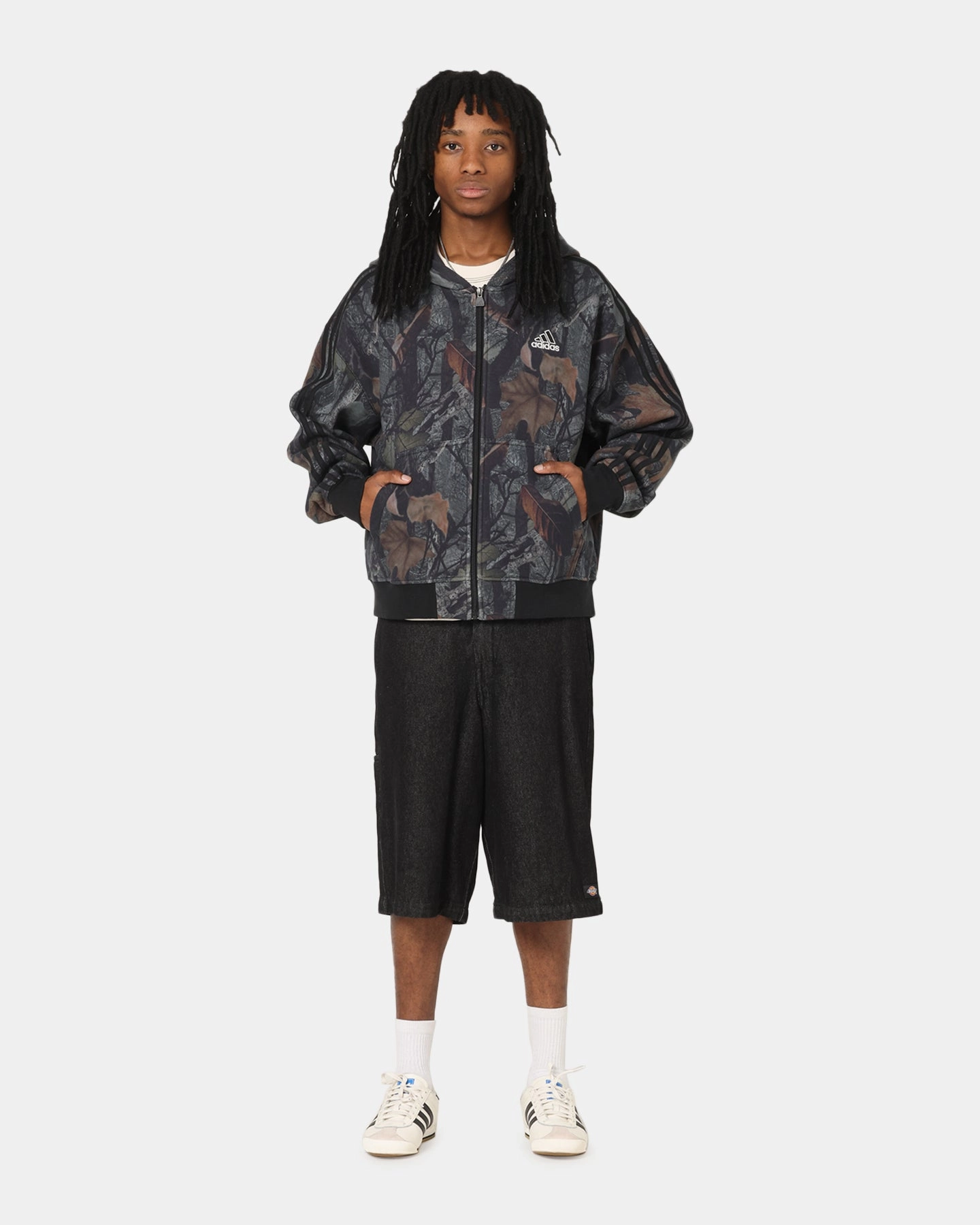 Adjustable Adidas Camo Zip Up Hoodie Black