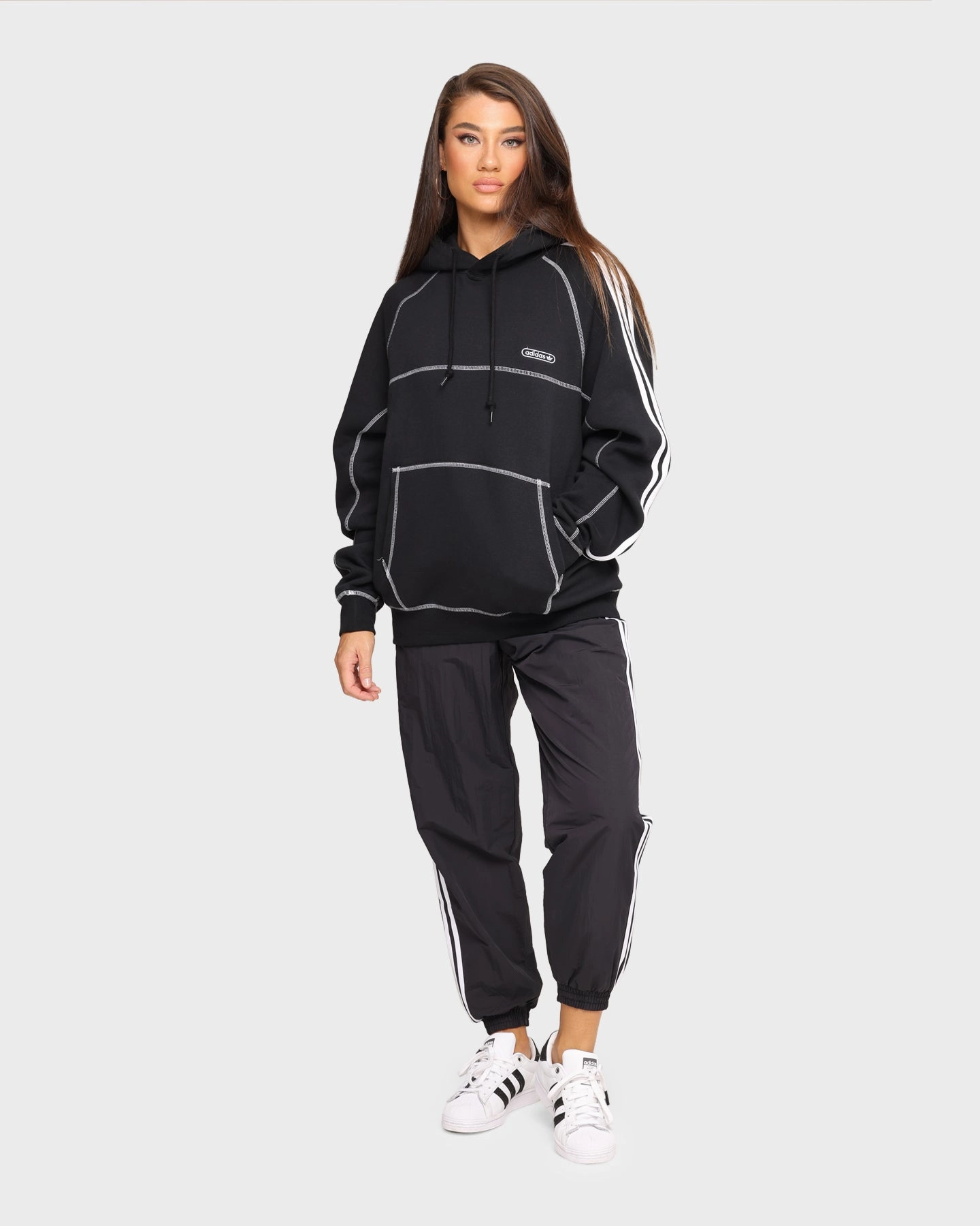 Noise Reducing Fabric Noise Free Movement Adidas Contrast Stitch Hoodie Black