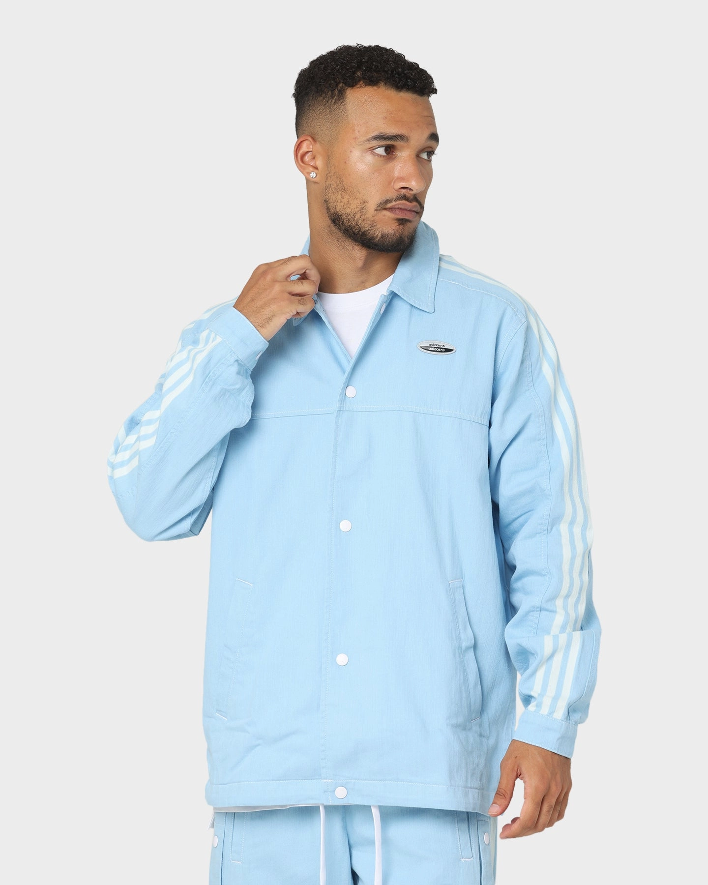 HighCollar Design Quick Fit Adidas Denim Jacket Clear Blue