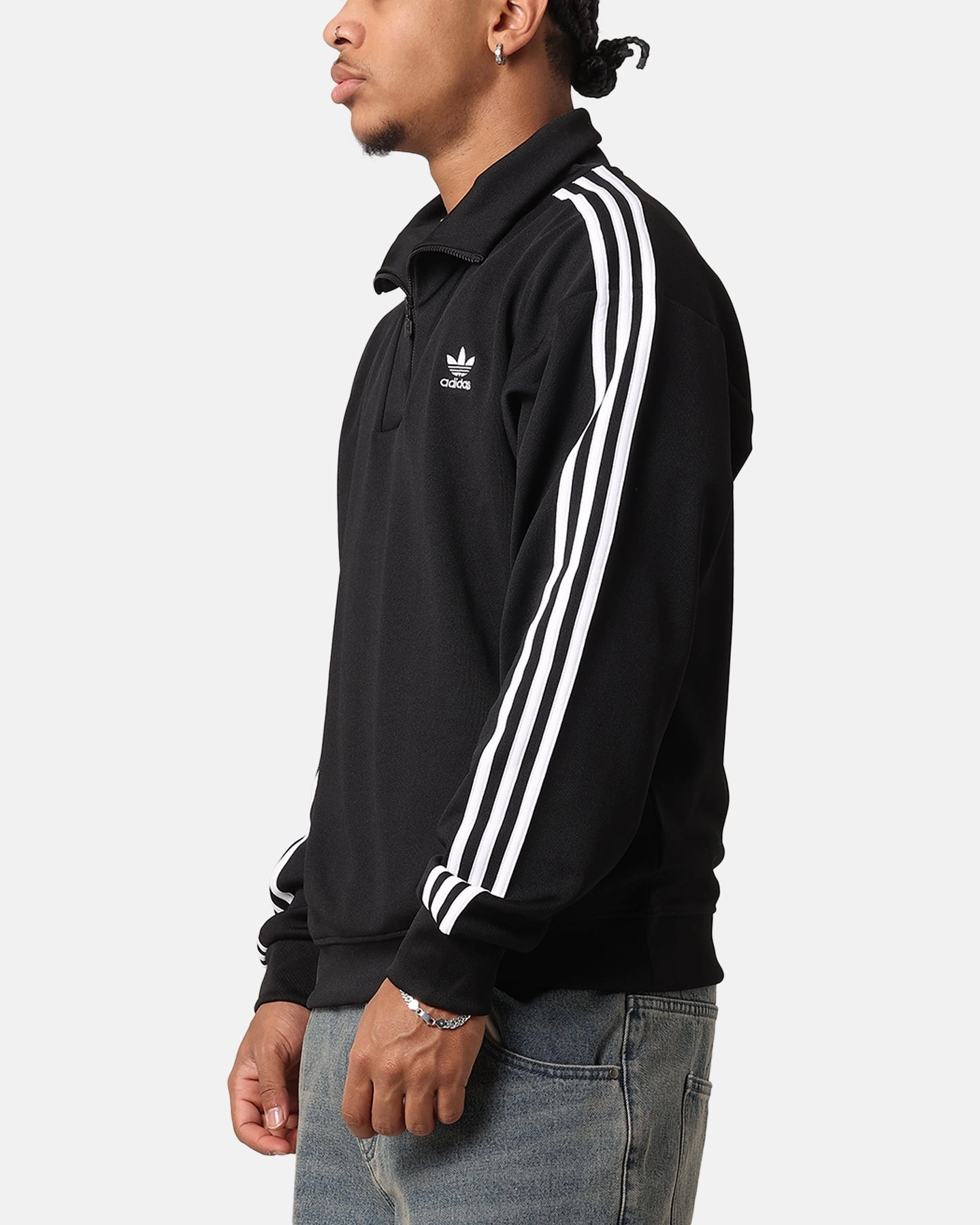 Adidas Funnel Neck Track Jacket Black Barrier Seam Construction