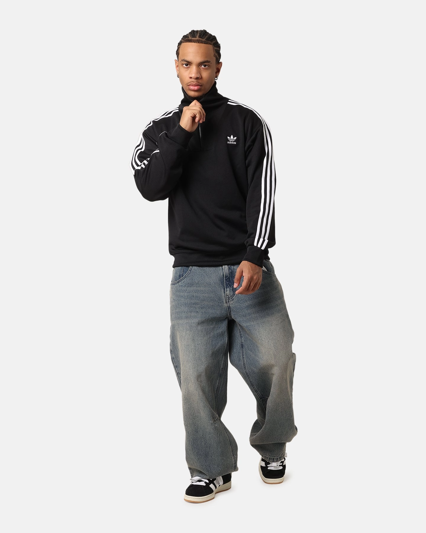 Adidas Funnel Neck Track Jacket Black Multi Pocket System Active Lifestyle