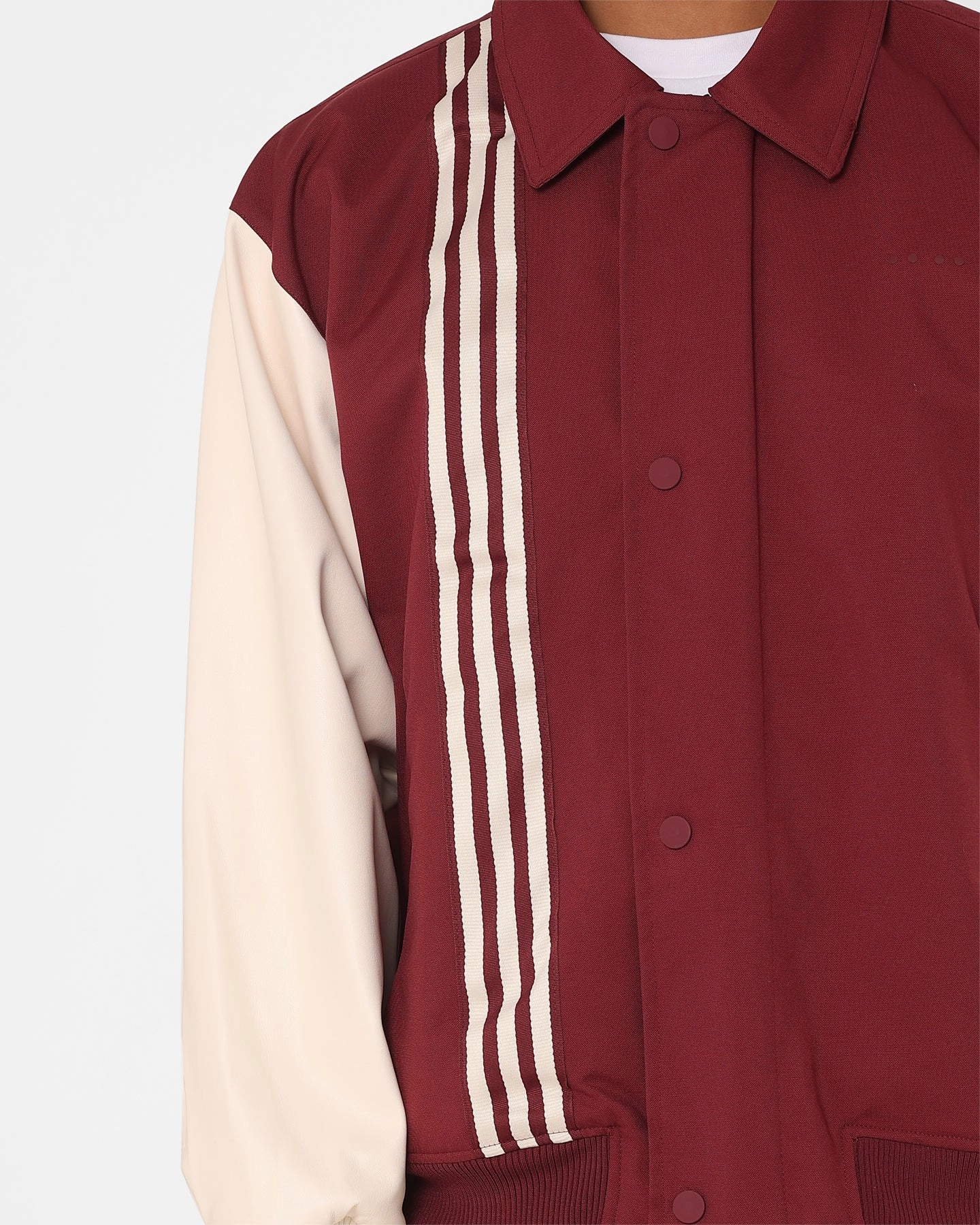 Adidas Metro Varsity Jacket Shadow Red Casual Warmth Taped Zipper Closures