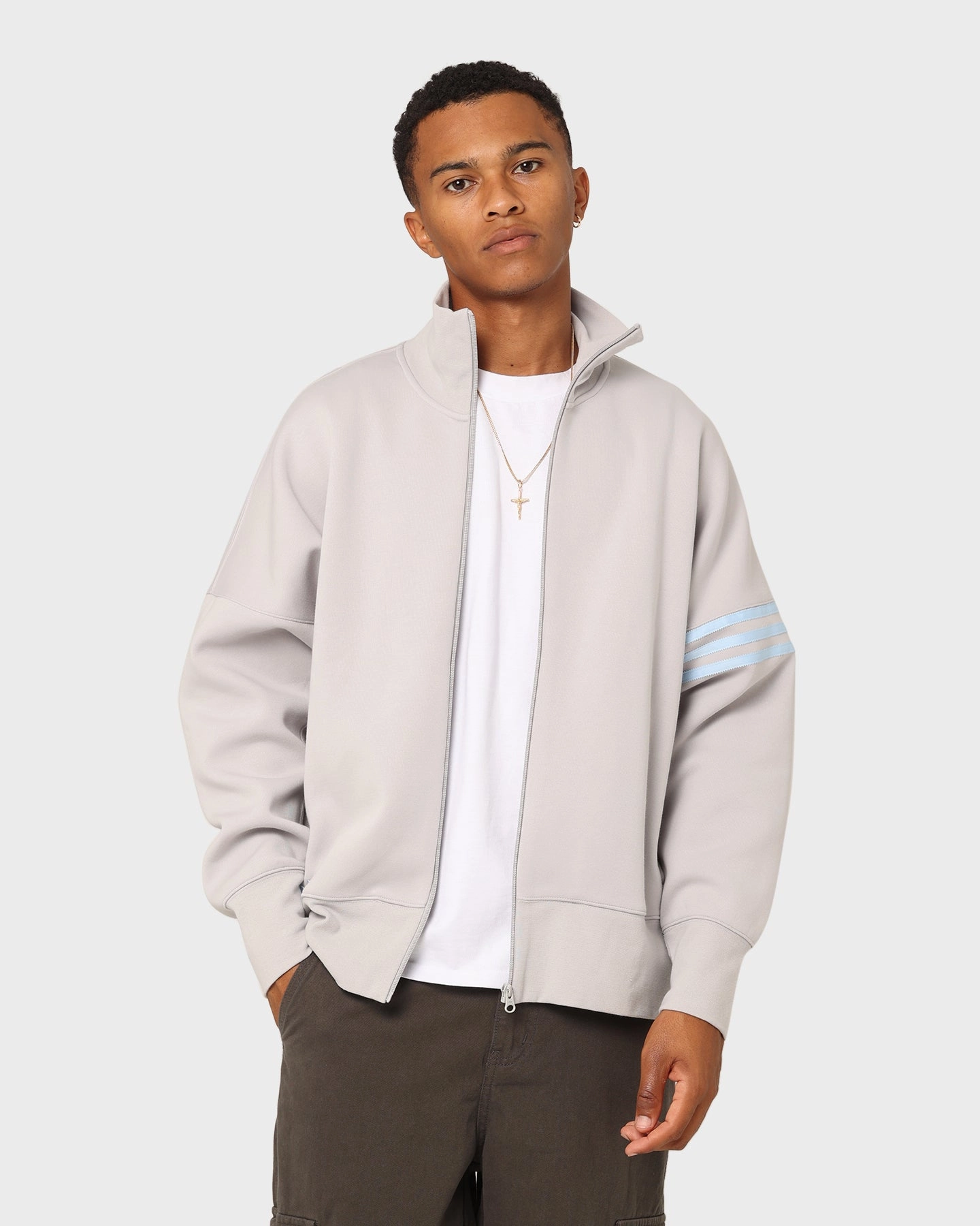 Benchmark Ventilated Back Panel Adidas NeuClassics TT Jacket Grey Two
