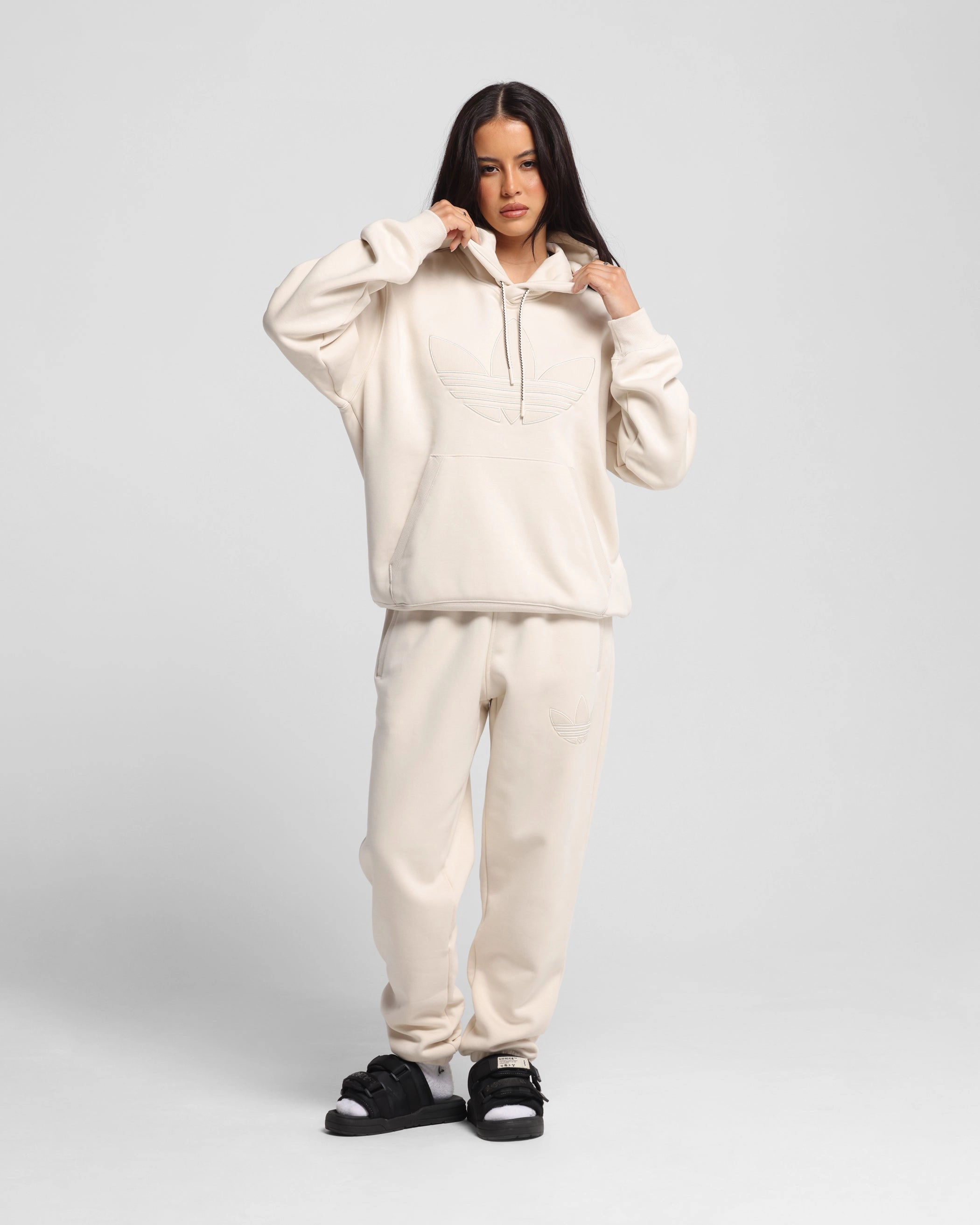 Polyester fabric Adidas Originals 70's Fleece Joggers Wonder White