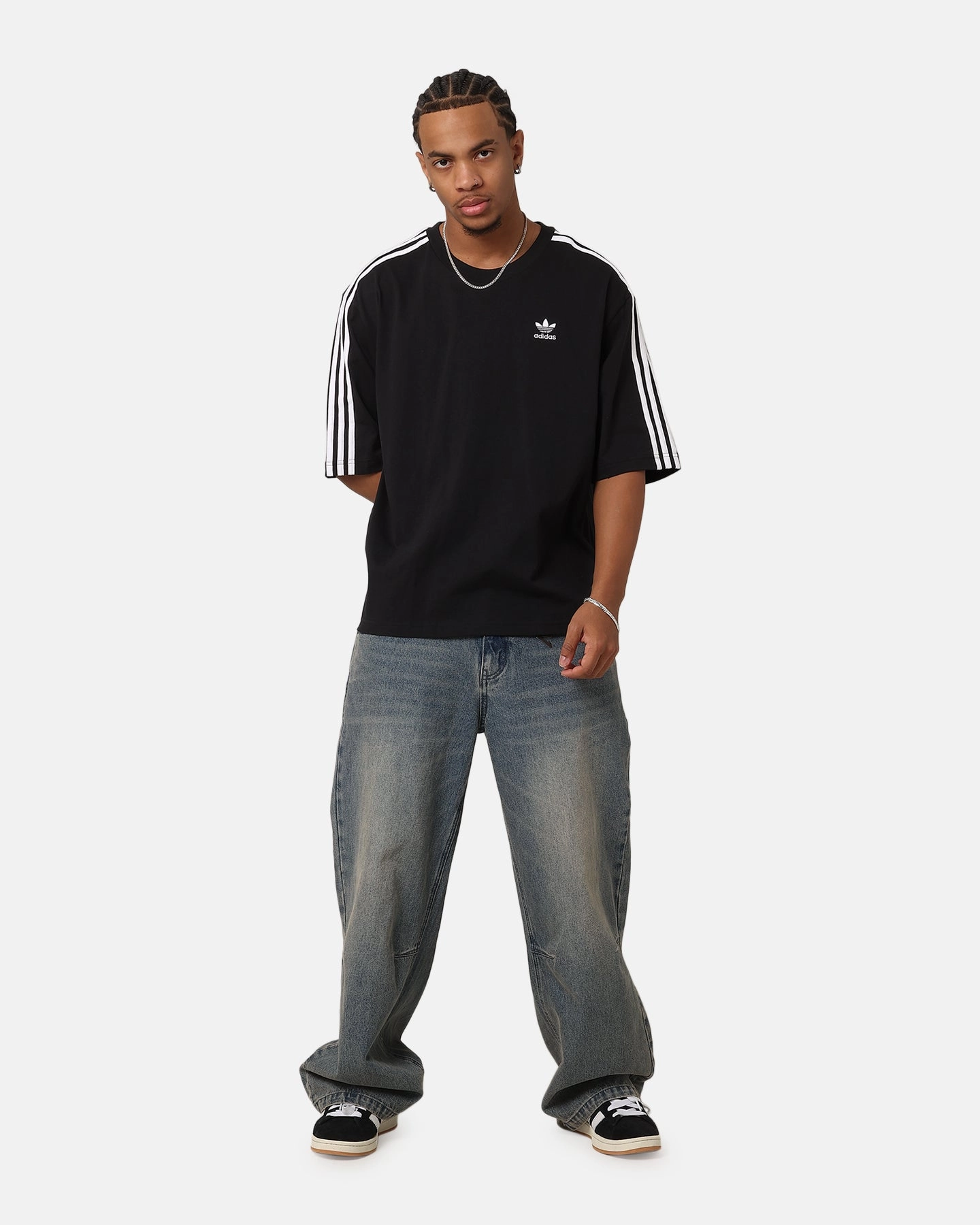 Raw Edge Hem Adidas Oversized T-Shirt Black