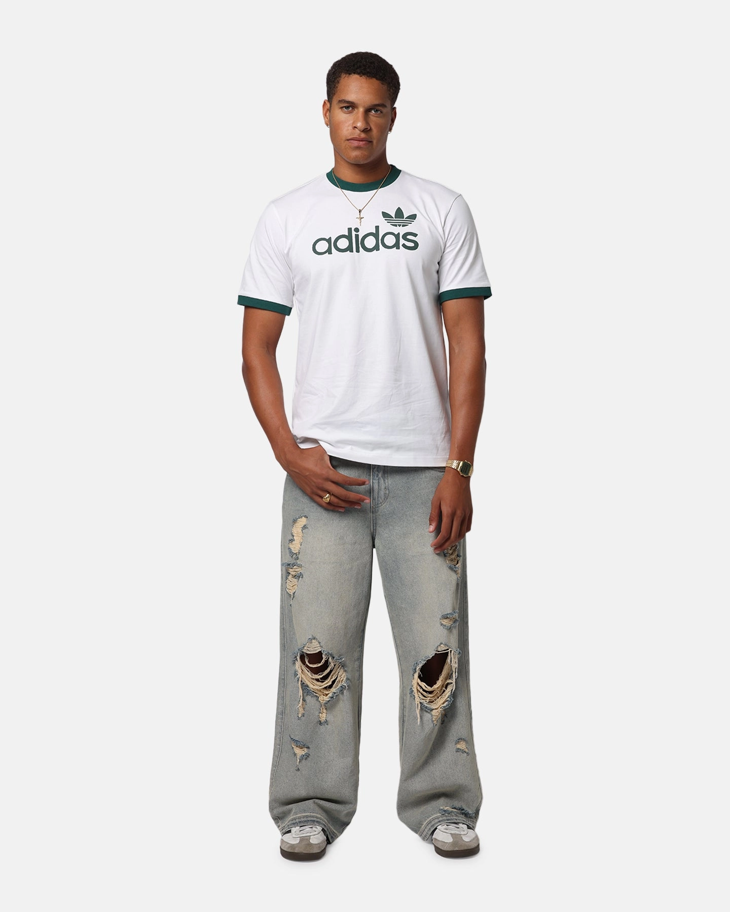 semi-formal style Fresh Style Adidas Simple T-Shirt White