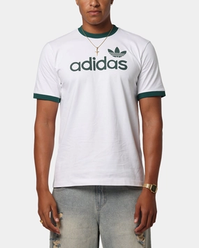 Adidas Simple T-Shirt White Raw Edge Hem monochromatic
