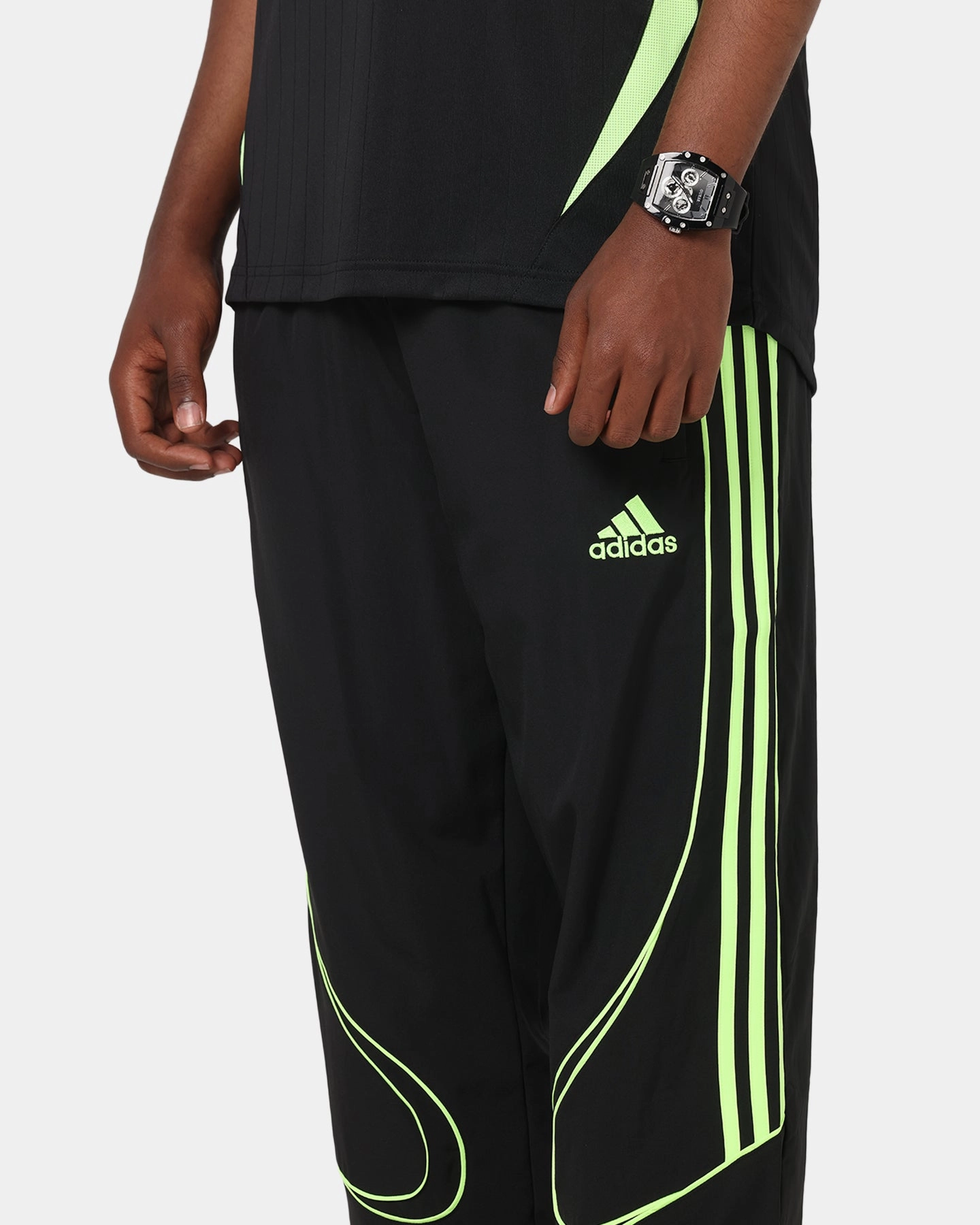 Snag Proof Fabric Training Comfort Adidas Teamgeist Adicolor Track Pants Black/Green