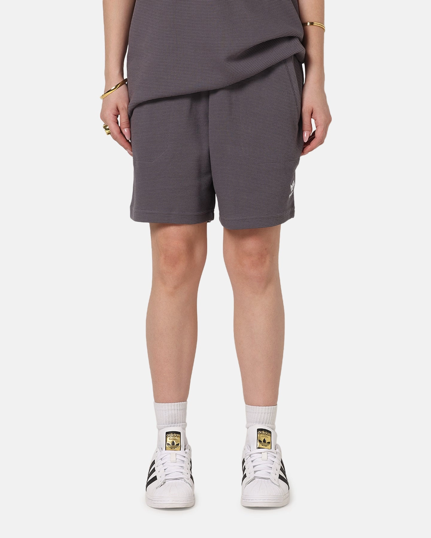 QuickAdjustStraps Polyester shorts Adidas Trefoil Essentials Waffle Shorts Grey Strata