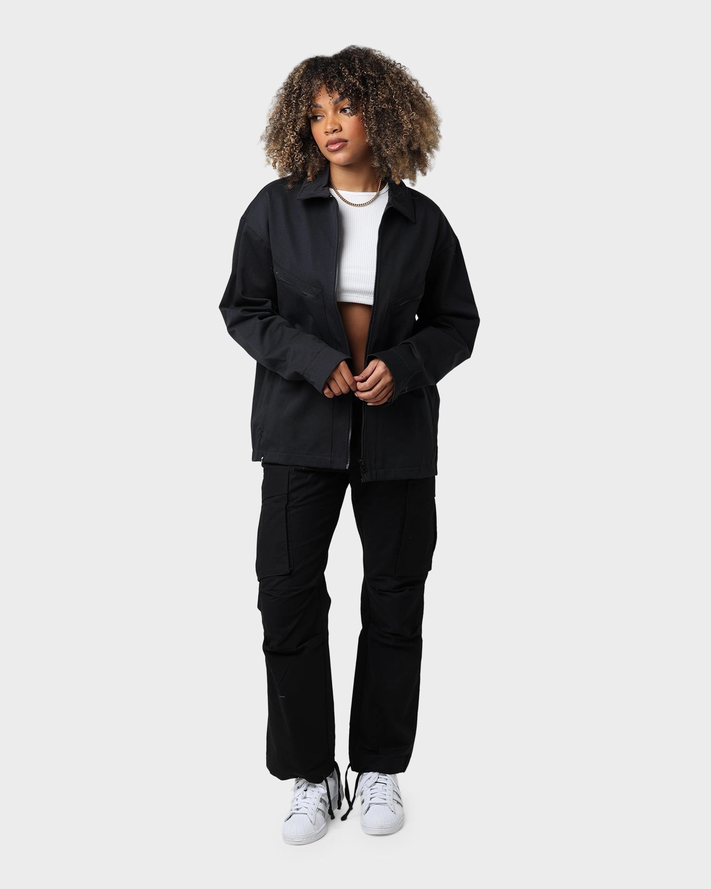 Sporty Design Determination Adidas Trefoil Twill Blouson Jacket Black