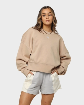 Adidas Women's Adicolor Essential Fleece Crewneck Magic Beige Temperature Regulating Fabric