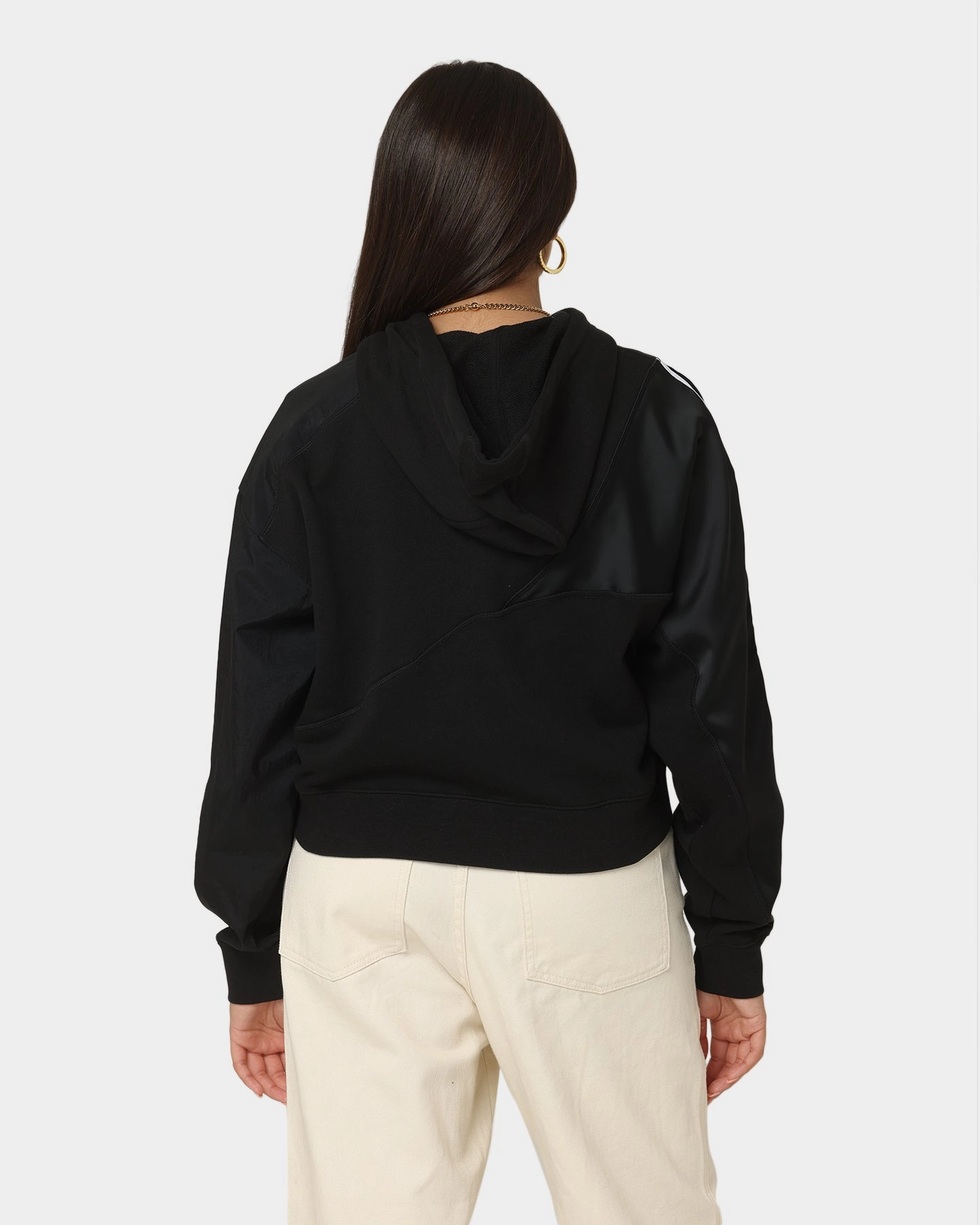 Adidas Women's Adicolor Split Trefoil Hoodie Black Windproof Closure