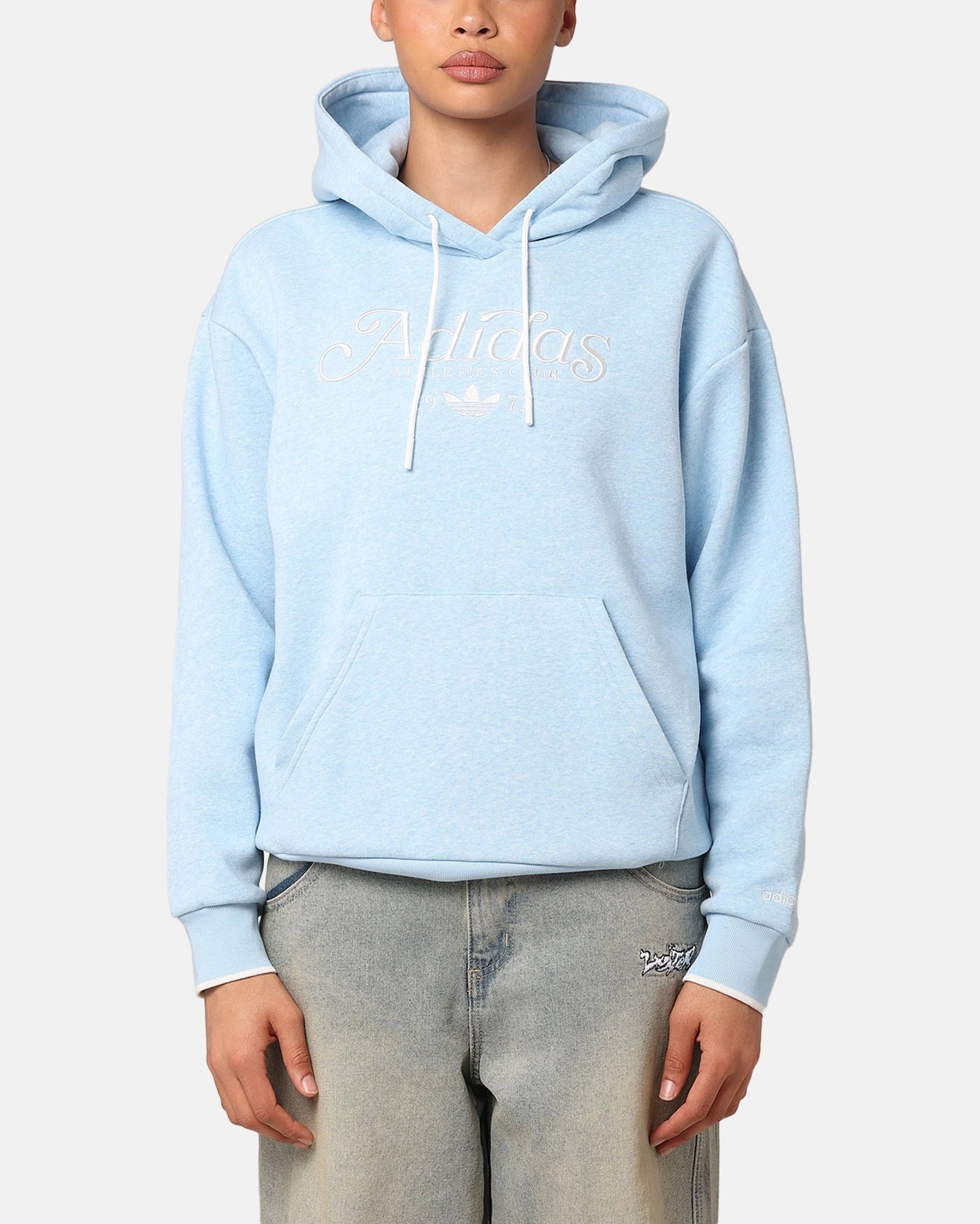 Adidas Women's Graphic Hoodie Clear Sky Mel WindproofConstruction AntiPilling Surface Finish