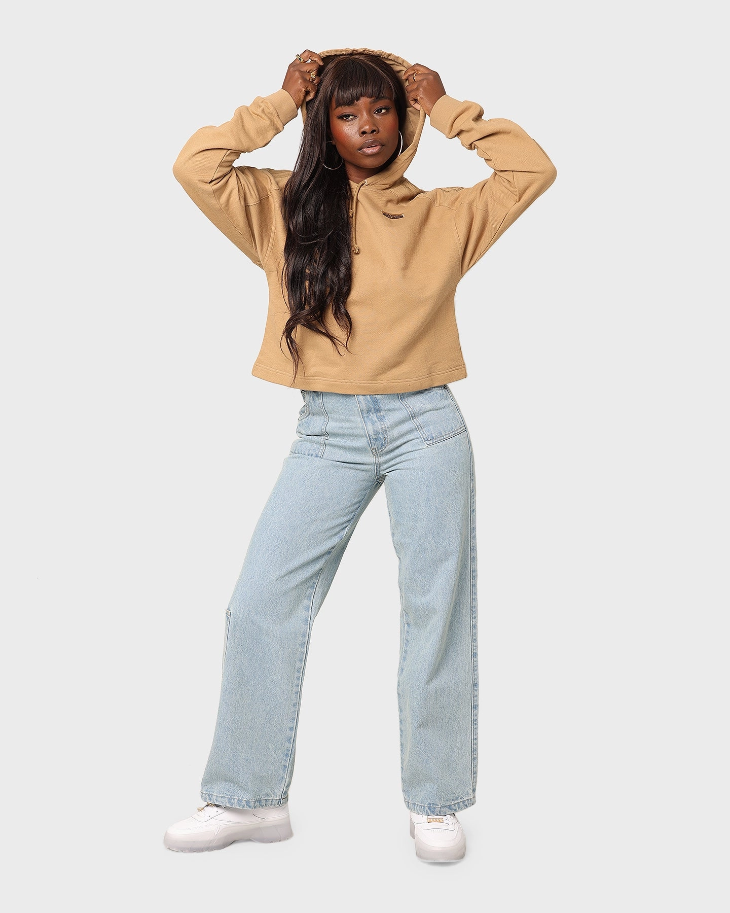 Adidas Women's Hoodie Tan Modern Fit