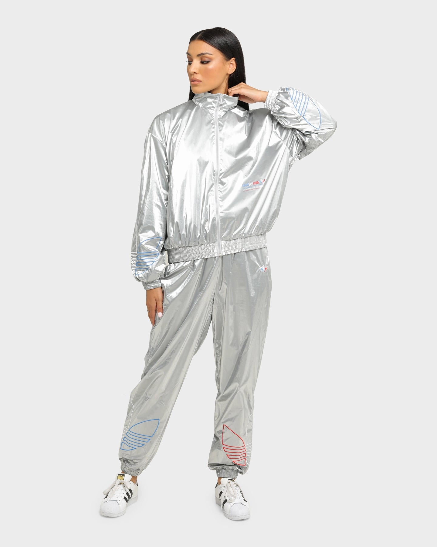 Adidas Women's Japona Track Jacket Metallic Silver Bargain Cold Weather Wear