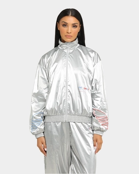 Adidas Women's Japona Track Jacket Metallic Silver Softshell Outer Layer Polyester