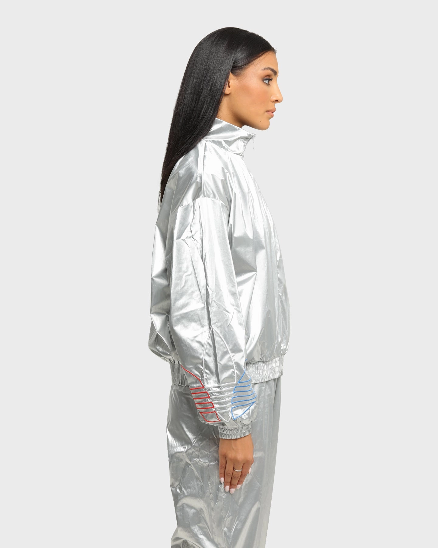 Noise Free Fabric Secure Adidas Women's Japona Track Jacket Metallic Silver