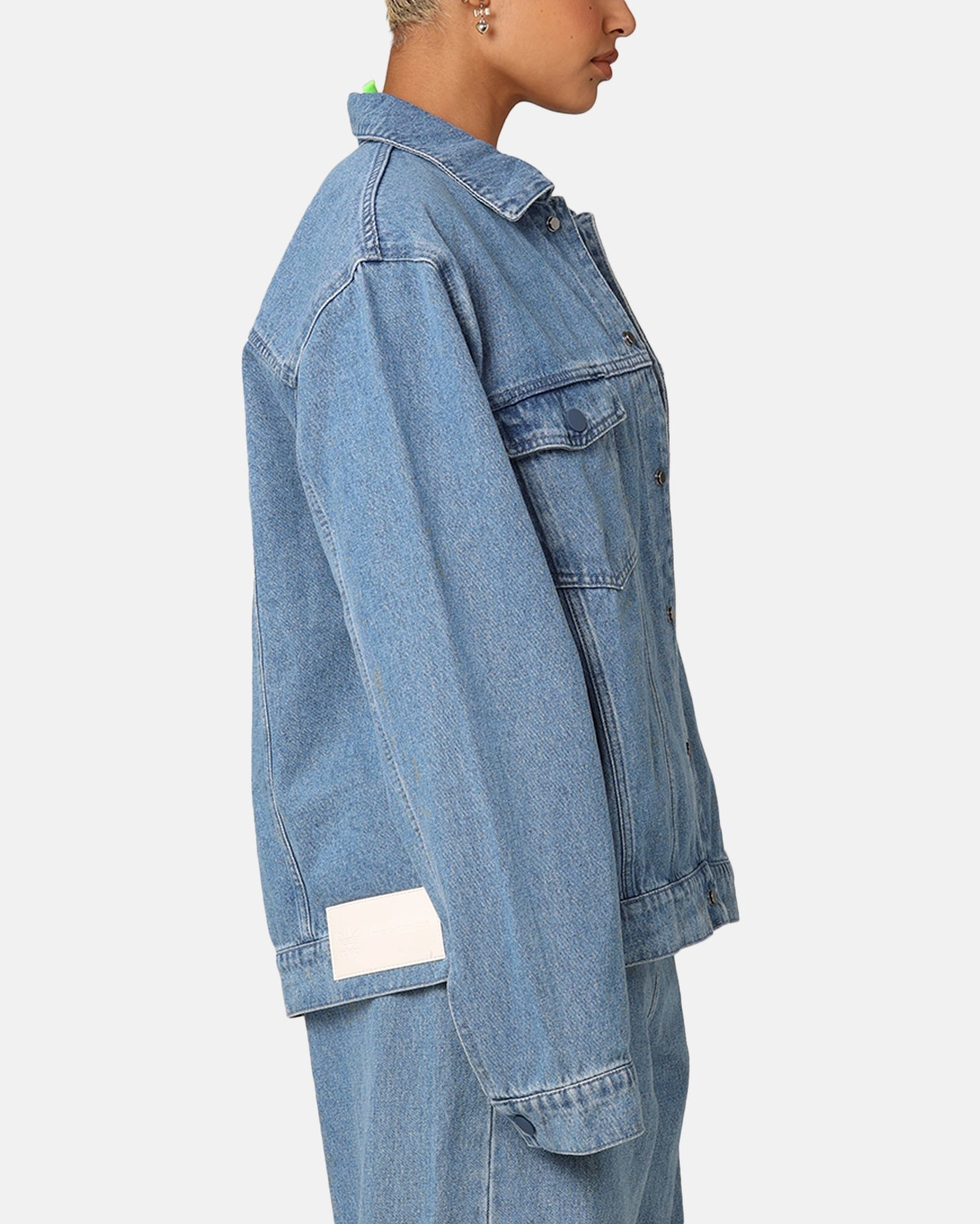 Adidas X KSENIASCHNAIDER Women's 3-Stripes Jacket Light Denim suitable for charity events LaserCut Ventilation Zones
