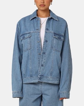 Adidas X KSENIASCHNAIDER Women's 3-Stripes Jacket Light Denim Passion Vintage Style