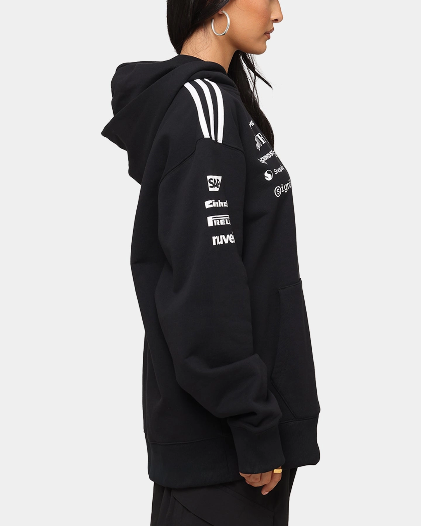 adidas x Mercedes-AMG PETRONAS Formula One F1 2025 Team Hoodie Black/White rainy