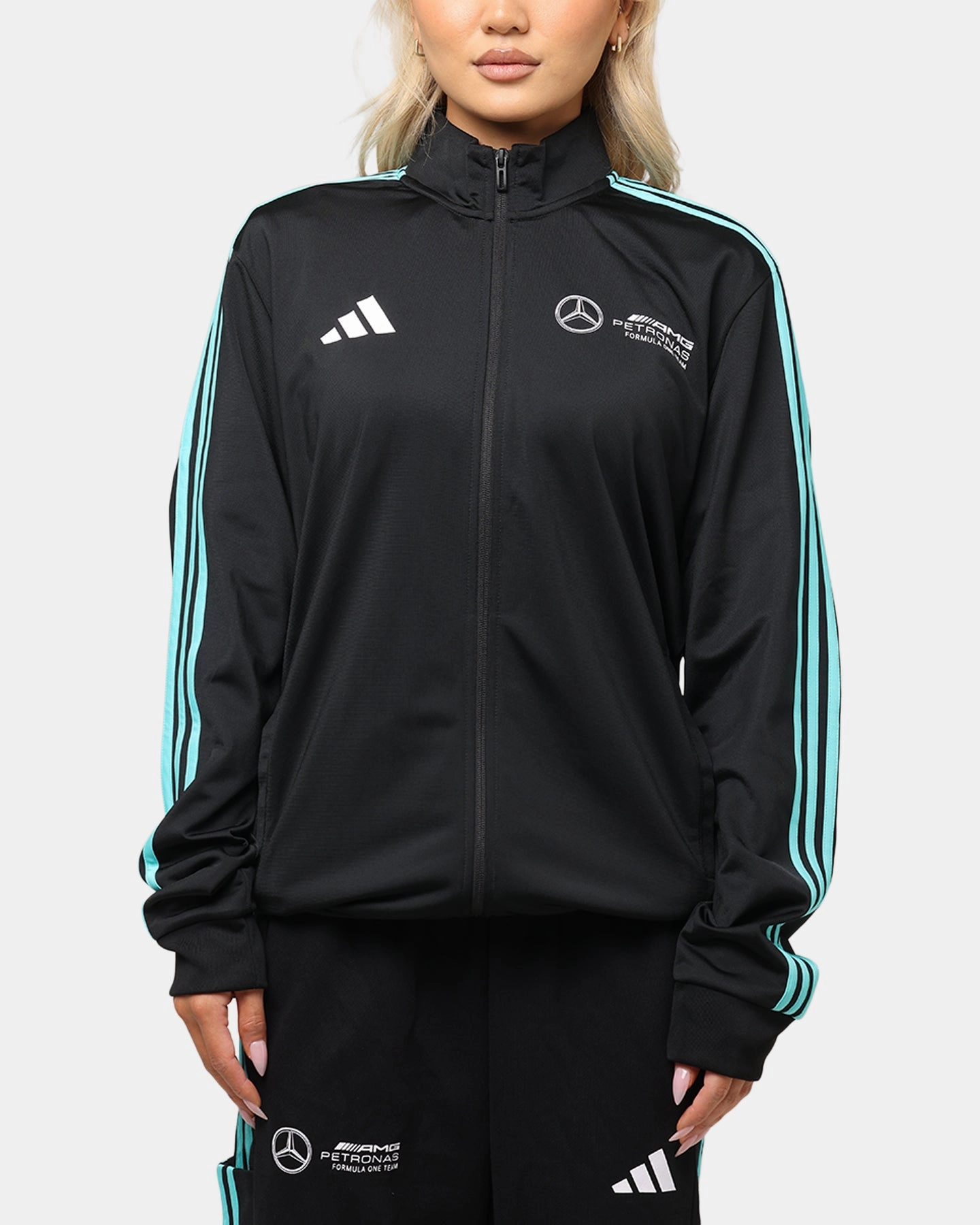 adidas x Mercedes-AMG PETRONAS Formula One F1 DNA Track Jacket Black/White design