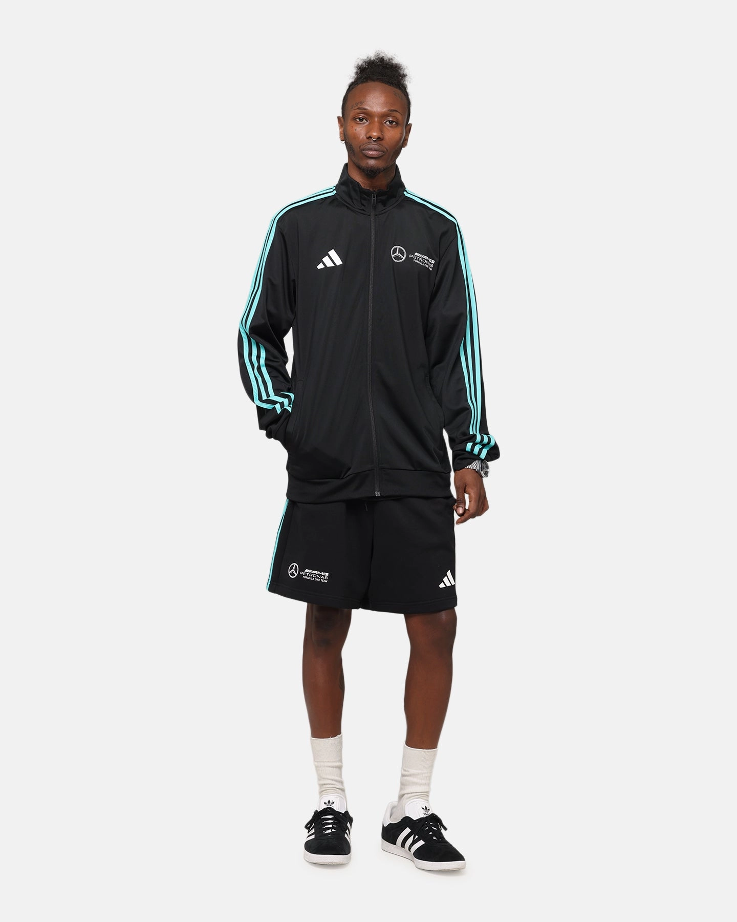 Reflective Safety Trim adidas x Mercedes-AMG PETRONAS Formula One F1 DNA Track Jacket Black/White