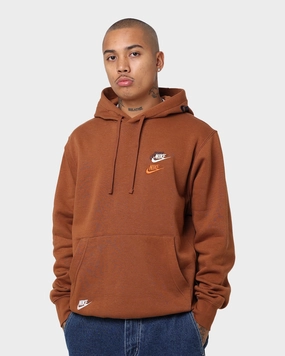 Nike Sportswear Sport Essentials  Pullover Hoodie Pecan/Pecan Anti Snag Zipper Pulls Articulated Sleeve Cut