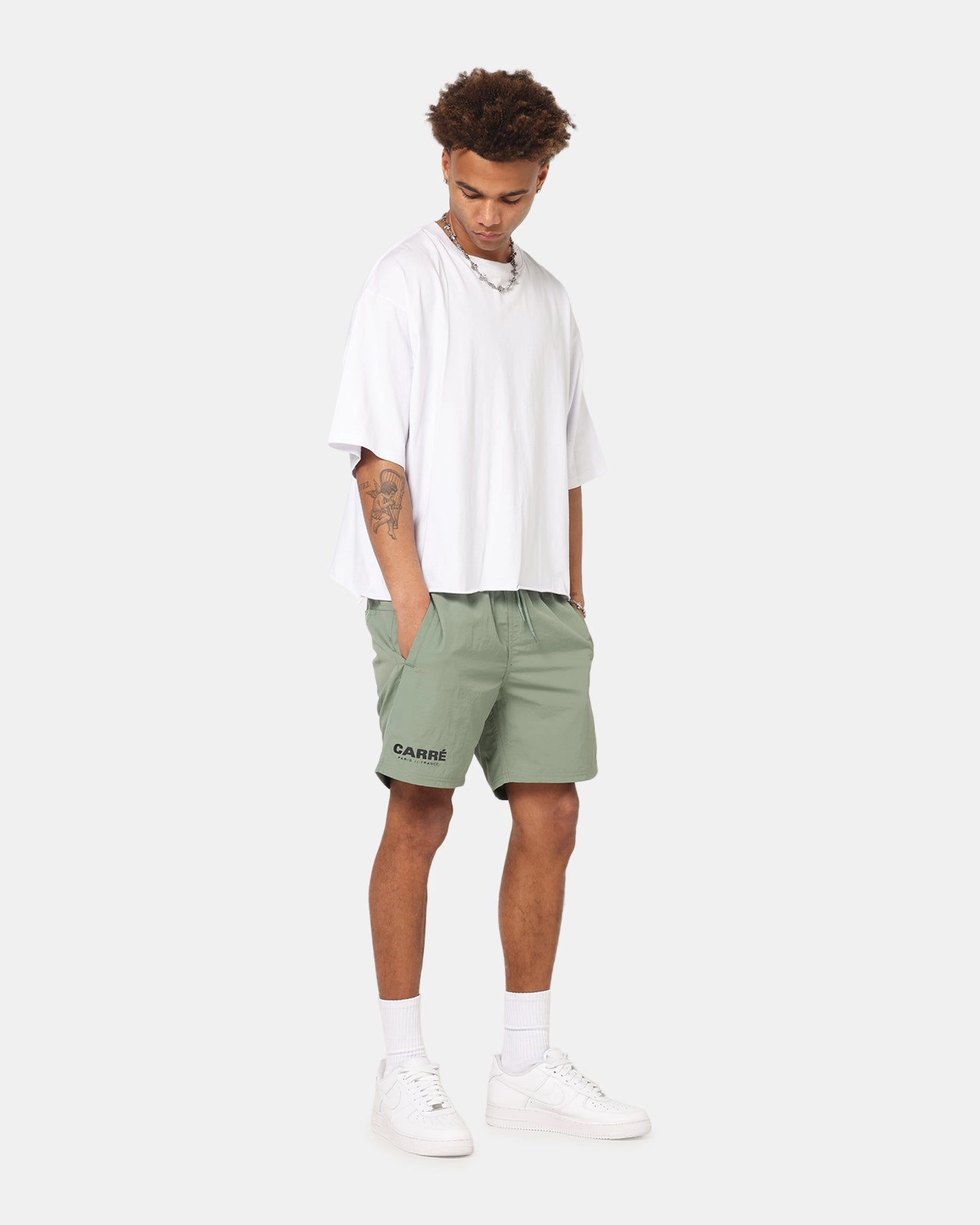 Carre Motion Beach Shorts Khaki Bonded Seam Technology Summer Fashion