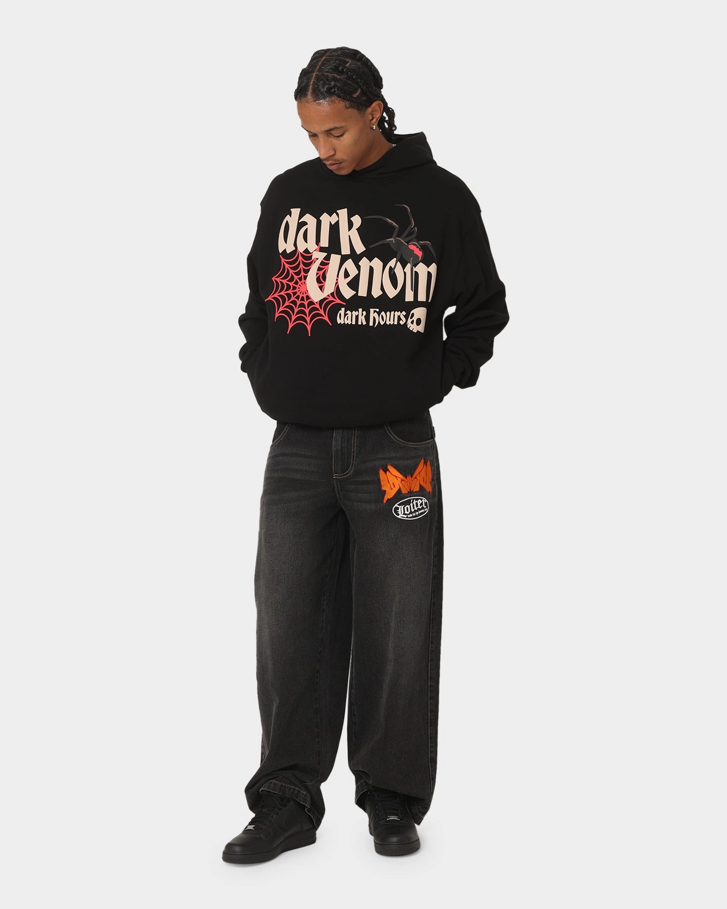 Smell Loiter Dark Hours Hoodie Off Black