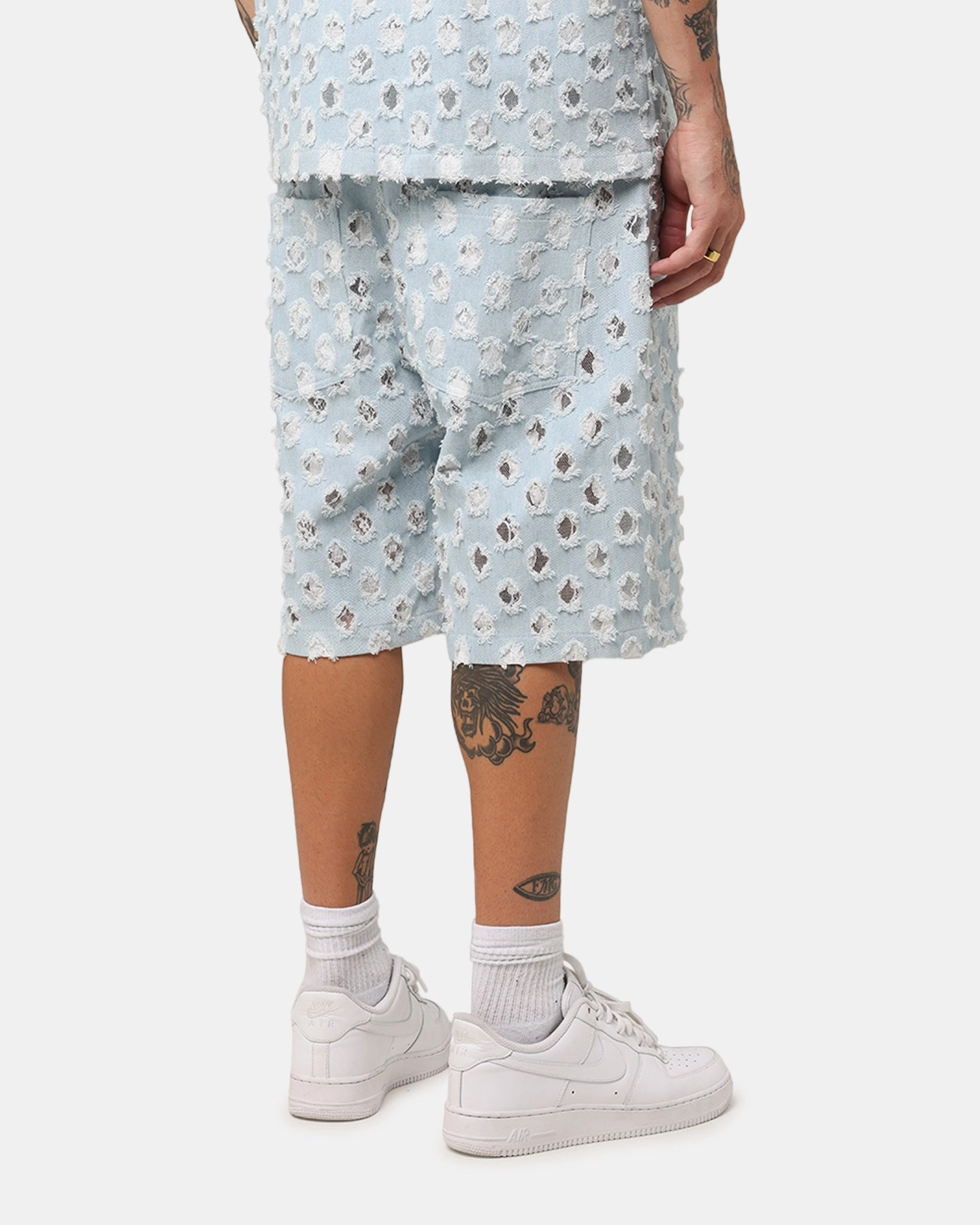 snowboard clothing XXIII Lace Textured Denim Jorts Light Blue
