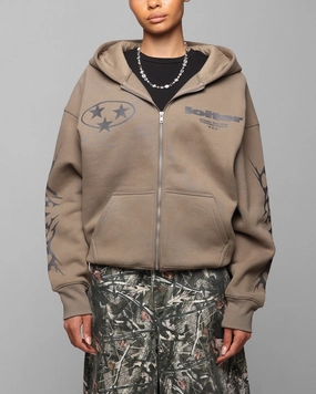 Loiter Solar Zip Hoodie Brown Aftershave Fashion Shield