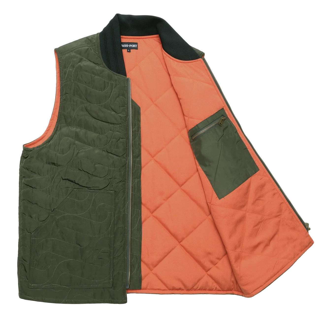 Passport Tilde Puff Packers Vest 'Forest Green' Refined Style No Collar