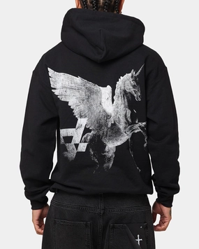 Full Length Front Zipper Storm Protection The Anti Order Pegasus Lost Hoodie Black