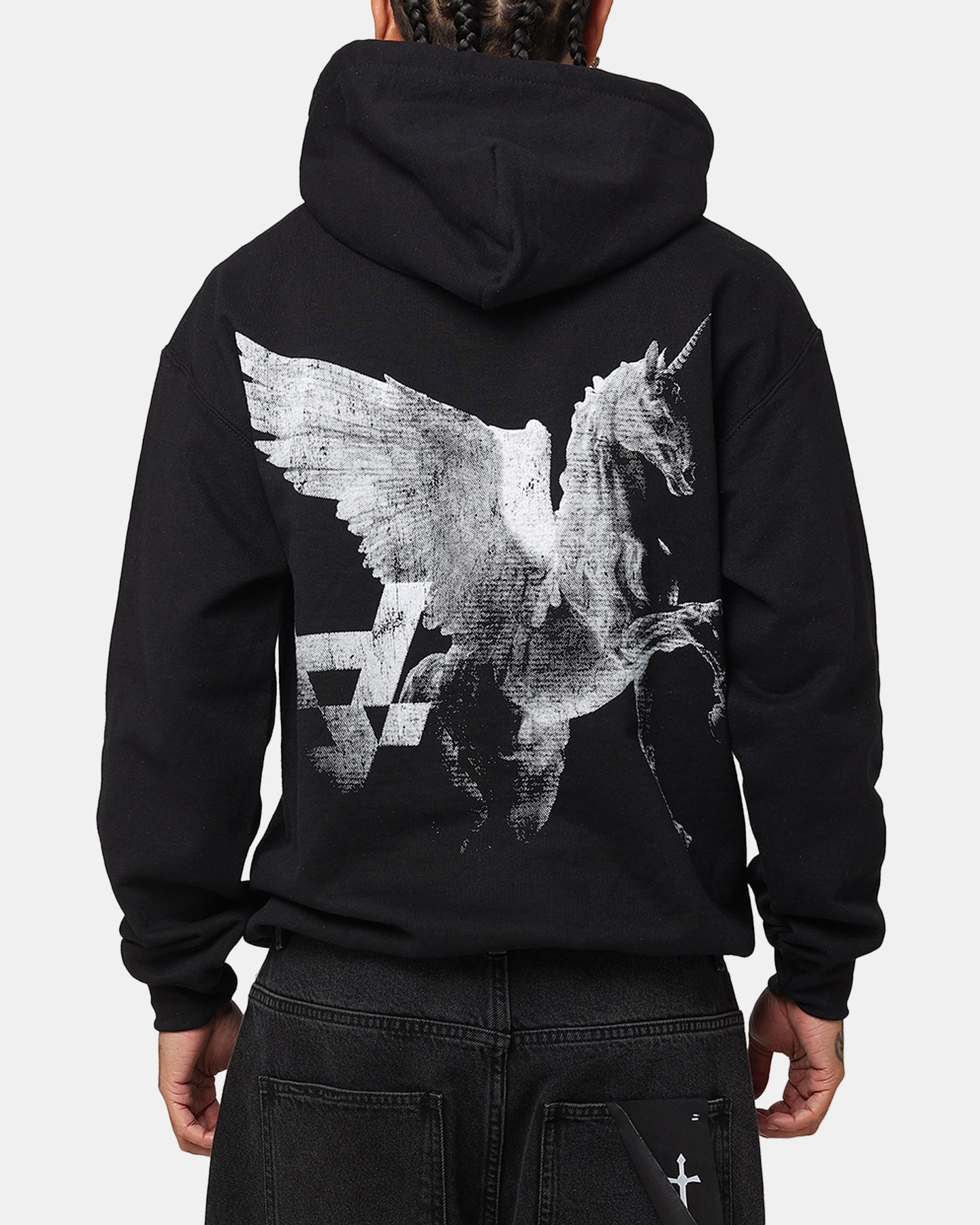 Full Length Front Zipper Storm Protection The Anti Order Pegasus Lost Hoodie Black