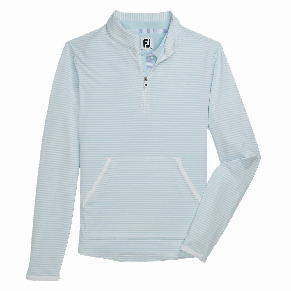 FootJoy Half-Zip Tonal Stripe Midlayer Golf Pullover Sky - FW22 Women Quick Wear Fit Neutral Tones