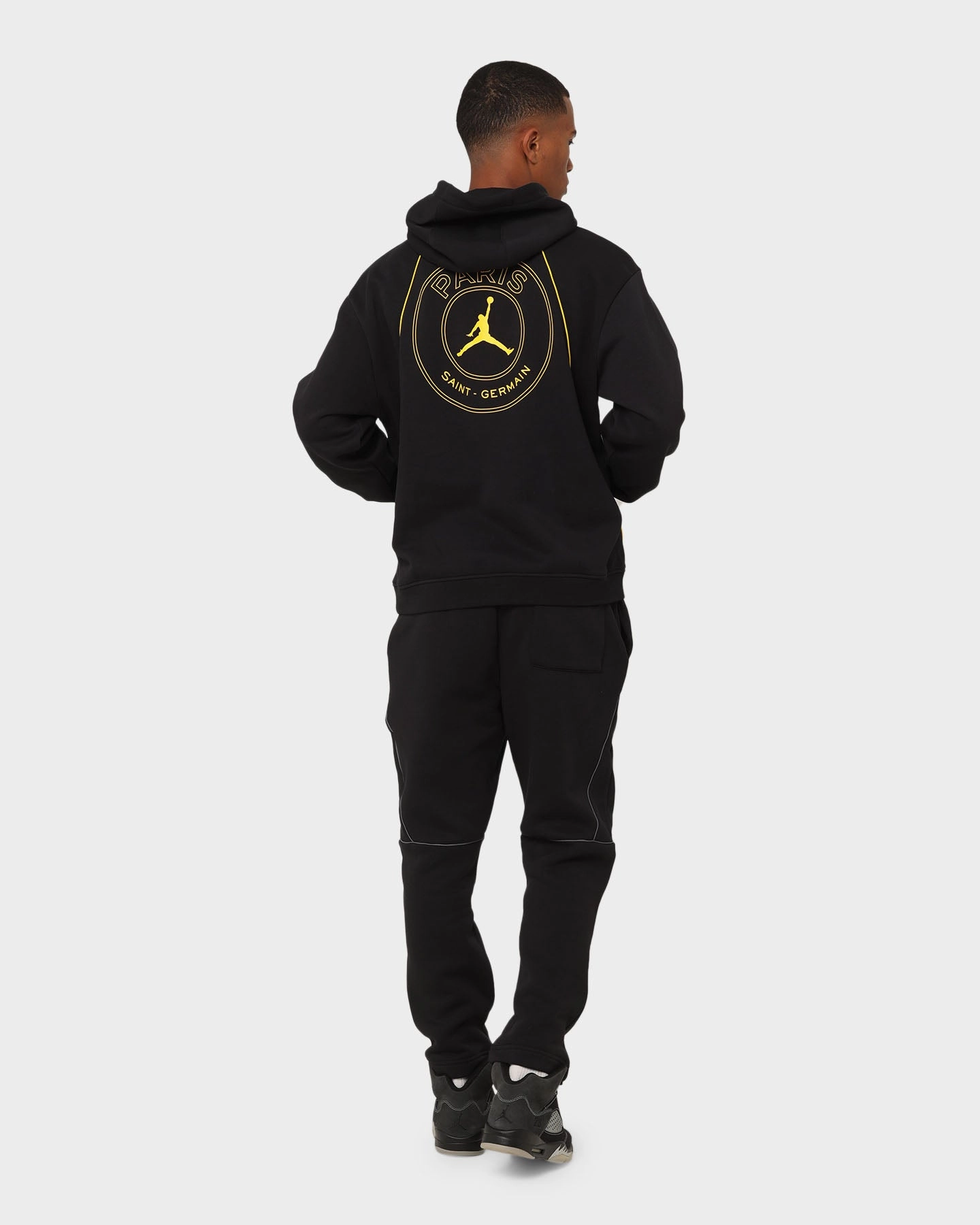 Introduce Suggest Jordan X Paris Saint-Germain Fleece Pullover Hoodie Black/Tour Yellow