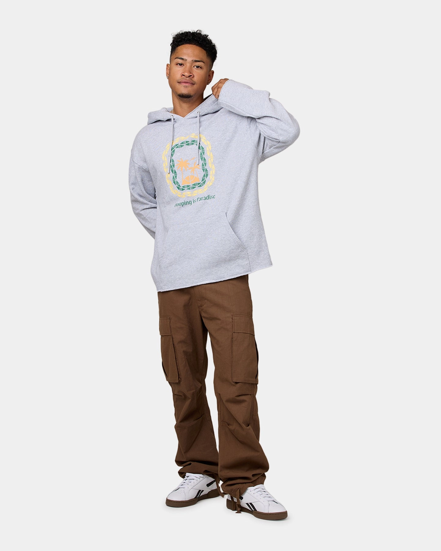 No Bulk Detect Overtime Paradise Palms Hoodie Grey