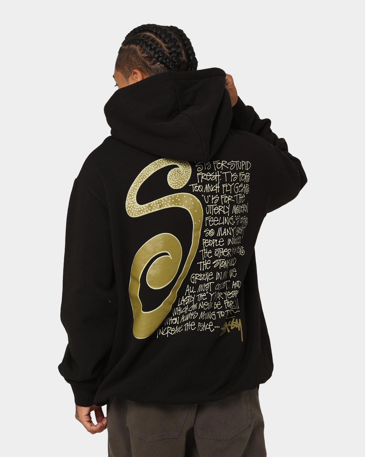 Flex Stretch Material Moisture Wicking Liner Stussy S IS Hoodie Black