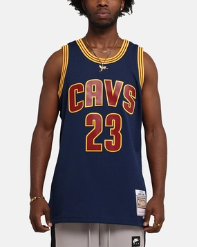 Temperature Regulating Material Mitchell & Ness Cleveland Cavaliers Lebron James Swing Jersey Blue