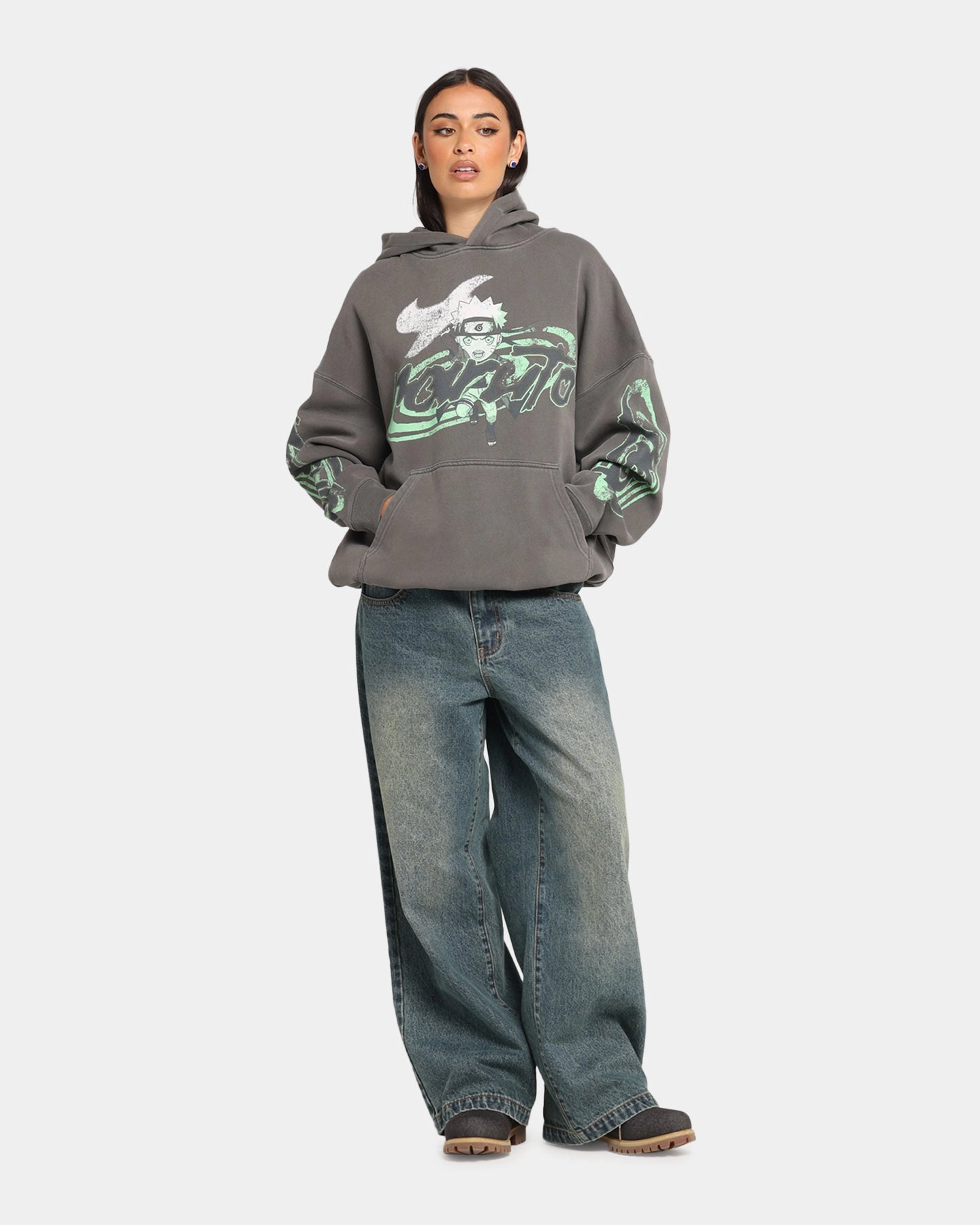 Goat Crew X Naruto Sage Mode Premium Hoodie Washed Charcoal high - street buy teens'